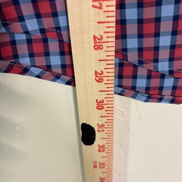 Mizzen+Main Leeward Shirt Mens Small Red Blue Plaid Trim Fit Button Down Check - Picture 7 of 7
